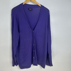 Avenue Womens Purple V-Neck Button Front Cardigan Sweater‎ Plus Size 18/20